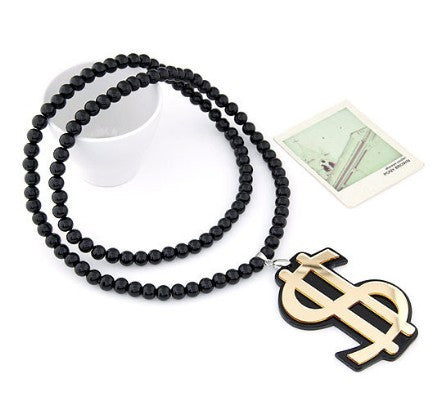 Black Beads Hip Hop Gothic US Dollar Necklaces