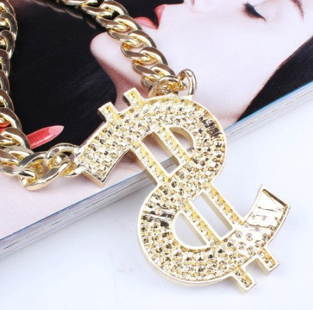 Hip Hop Gothic 18K Gold Long US Dollar Necklace