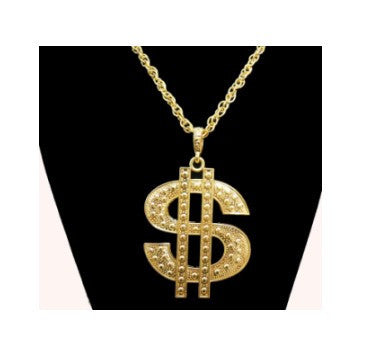 18K Gold Long US Dollar Pendant Necklace